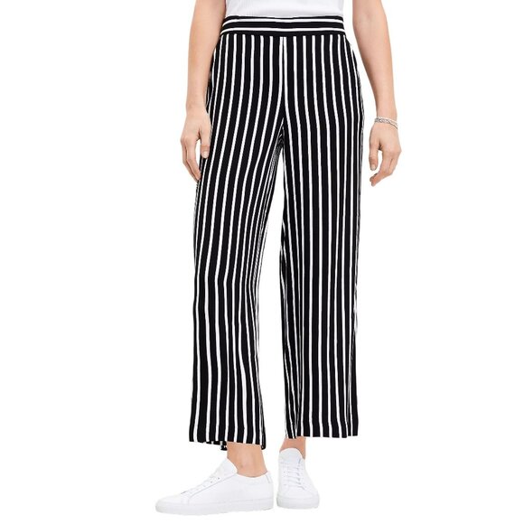 LOFT Fluid Wide Leg Crop Pants‎ in Stripe Size Small - Picture 1 of 7